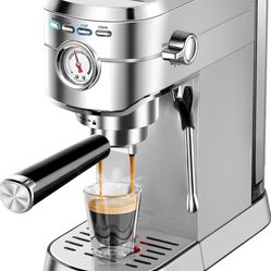 CASABREWS CM5418 Espresso Machine 20 Bar, Compact Espresso Maker with Steam Milk Frother, Stainless Steel Coffee Machine with 34oz Removable Water Tan