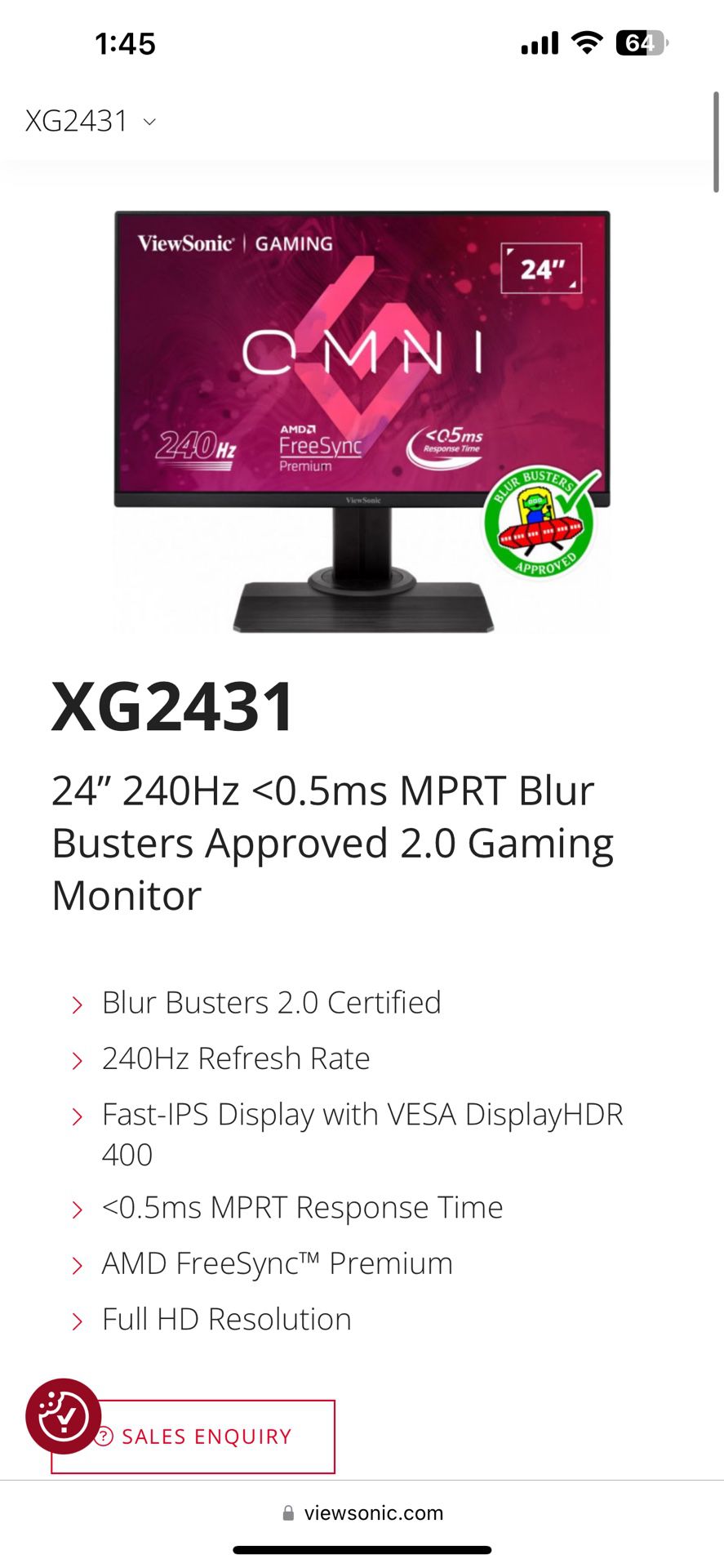 XG2431 24” 240hz Monitor 