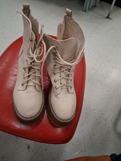Alter'd State Cream Lace-Up Combat Boots