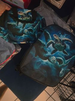 Kids turtle backpack with matching lunch bag