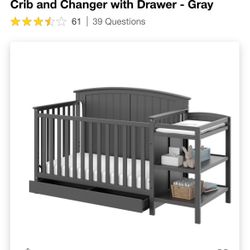 Storkcraft Steveston 4-in-1 Convertible Crib and Changer with Drawer - Gray