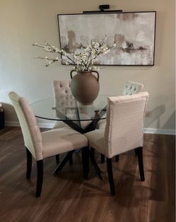 Modern Beige Tufted Dining Chairs - Set of 4