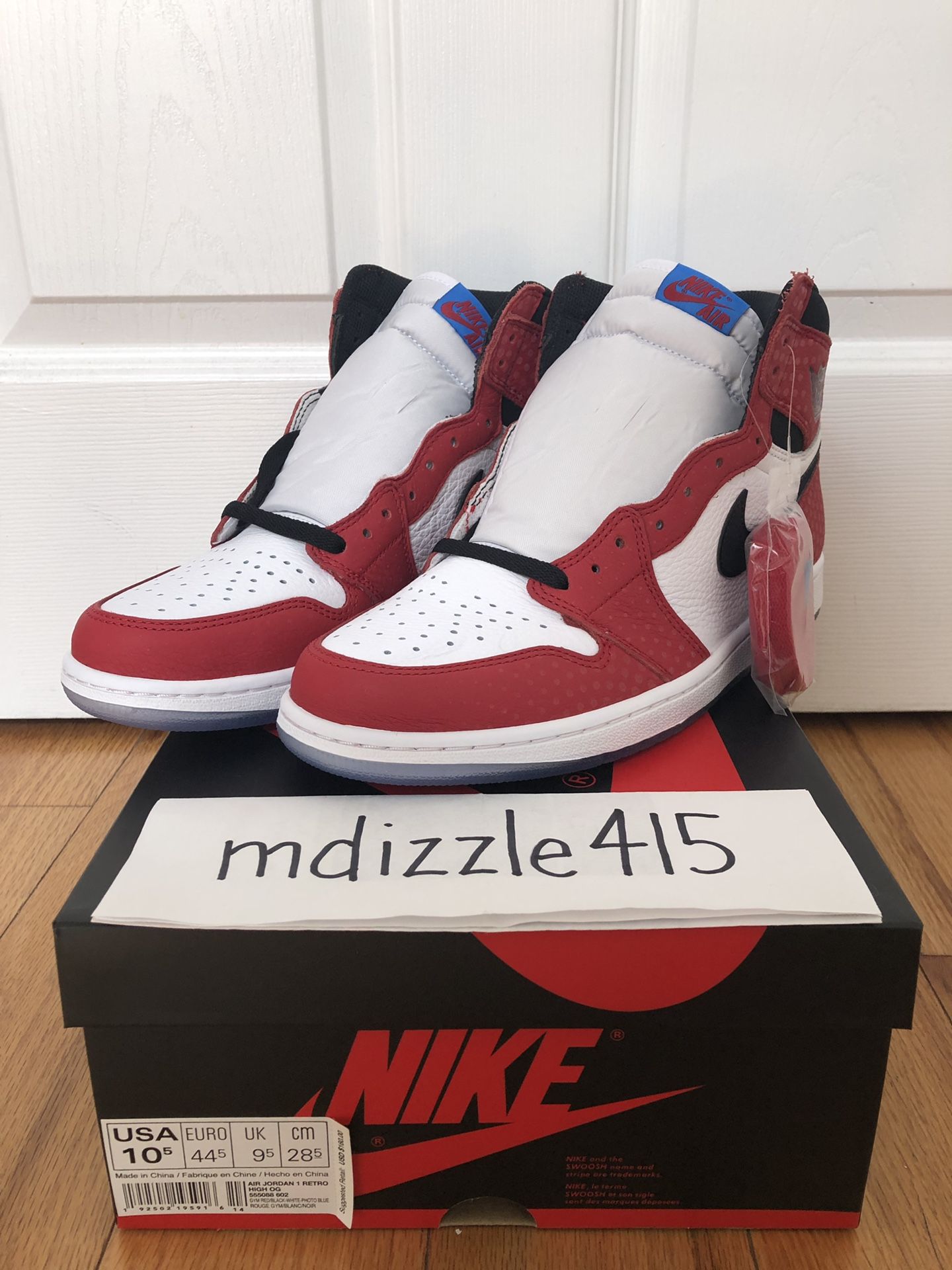 DS sz. 10.5 Jordan 1 Origin Story/Spider-Man