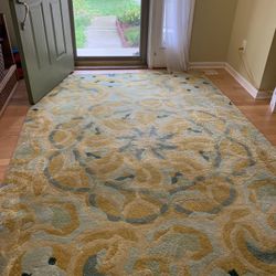 Wool Cotton 8by7 Yellow and Light Green For Sale 