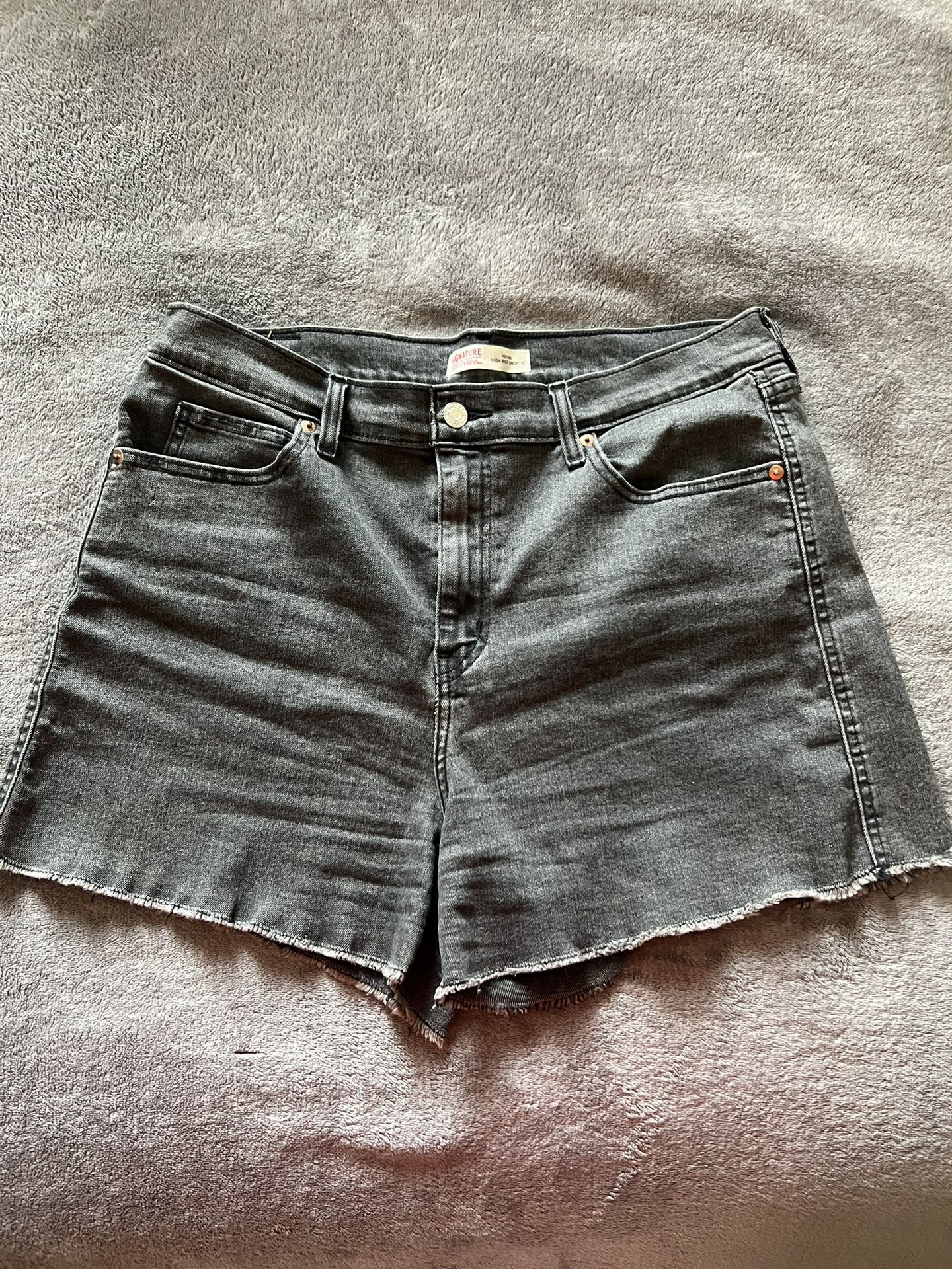 Stretchy Denim Black Washed Shorts