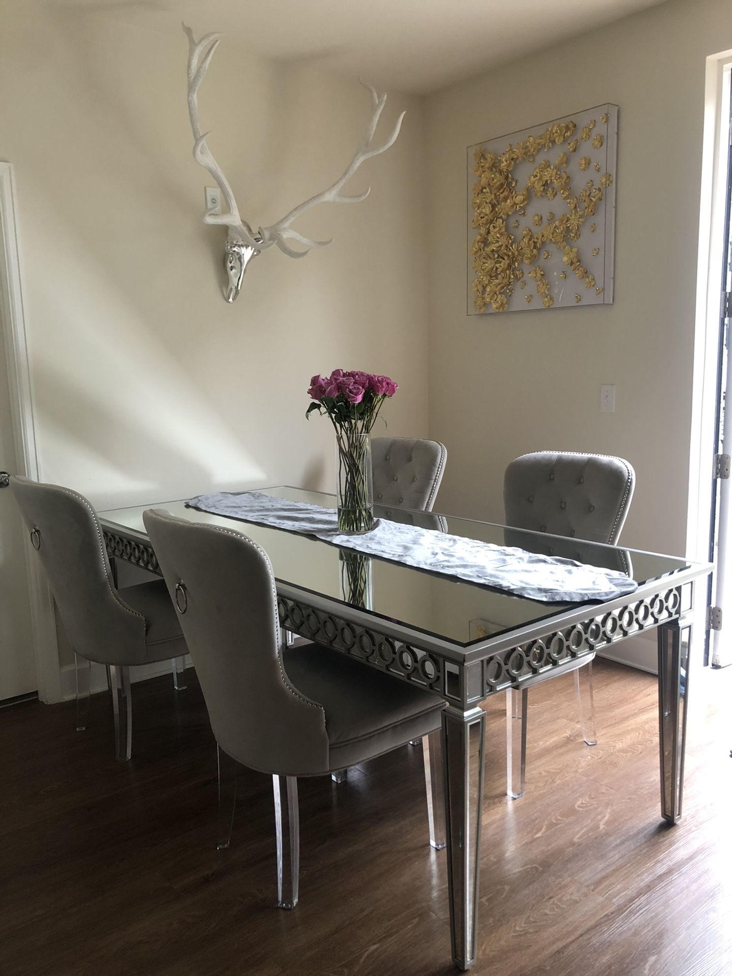 Z Gallerie Sophie Mirrored Dining Table + Chairs