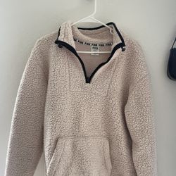 PINK brown/tan teddy bear sweater/jacket 