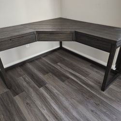 Espresso Corner Desk + Filing Cabinet