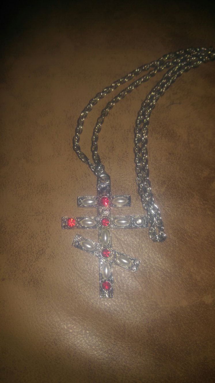 Russian cross necklace missing one ruby