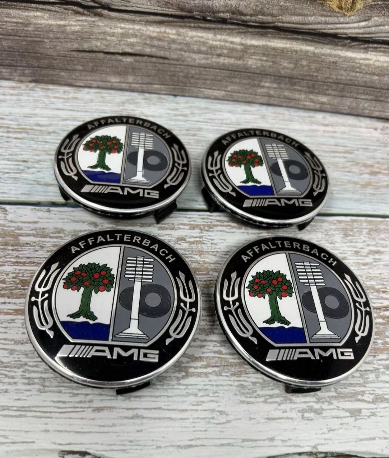 4 Wheel Center Caps AMG Affalterbach Emblem 75MM for Mercedes Benz Rim