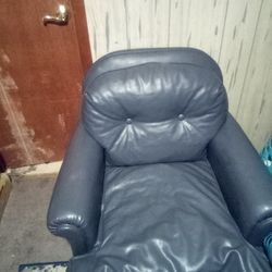 Pair Of Blue-ish Gray Leather Chairs