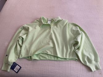 Champion Lightweight Fleece Polo Cropped Size Large-Vintage Green (