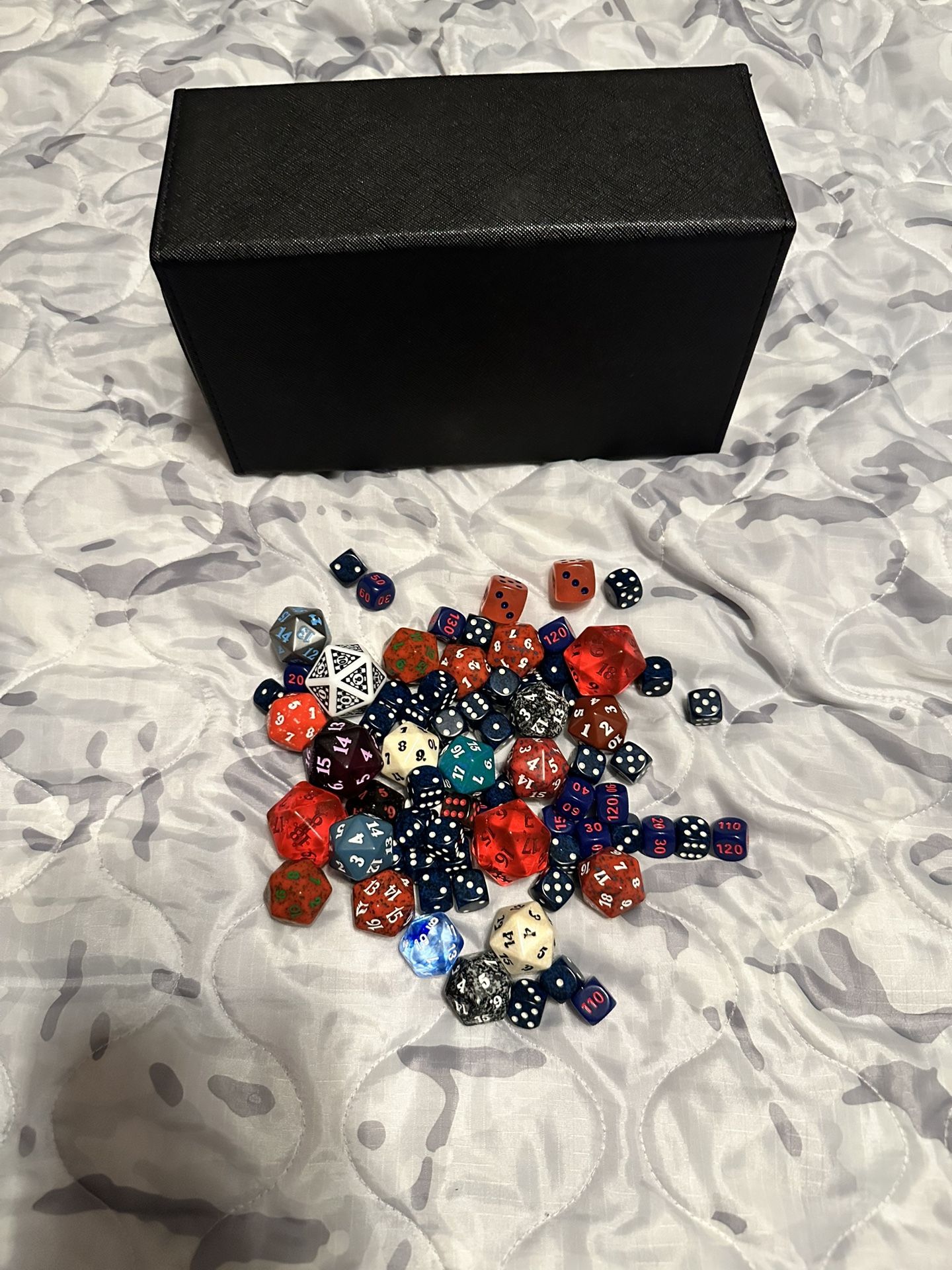 MTG Box With A Bunch Of Random Dice 