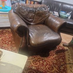 Leather Chair And Ottoman 