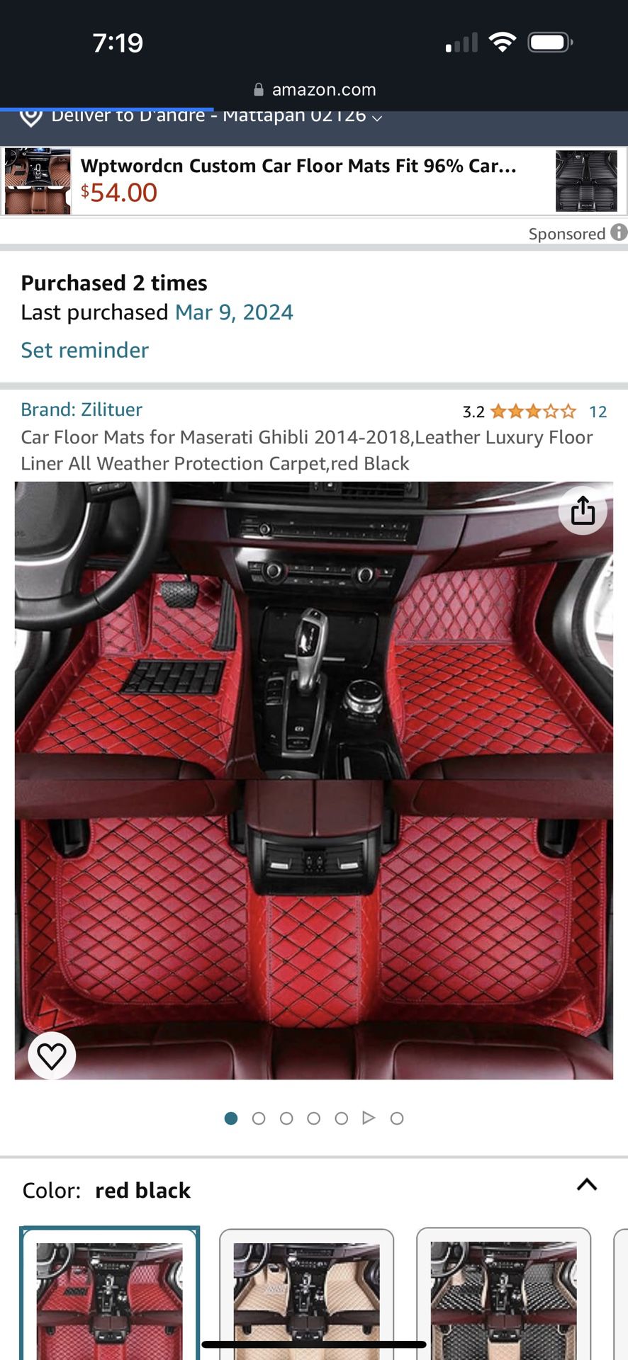 Car Floor Mats (red And Black