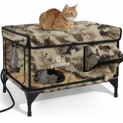 Indestructible Heated Cat Outdoor House for Outside Winter, 100% Waterproof
