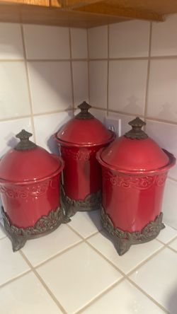 Red ceramic containers