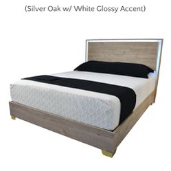 Silver Oak White Glossy Queen Bedroom Set 