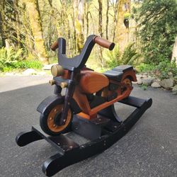 Handmade Wooden Motorcycle Rocking Chair – Unique & Solid Build
