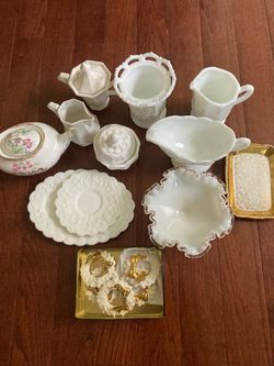 White glass crockery