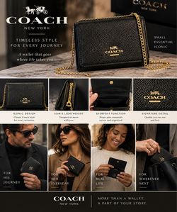$50: COACH Black Leather Mini Wallet/Card Case + Gold Chain