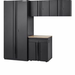 Husky Heavy Duty Welded 92 in. W x 81 in. H x 24 in. D Steel Garage Cabinet Set in Black (4-Piece)
