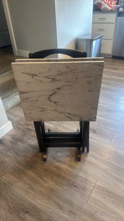 Used TV trays color marble