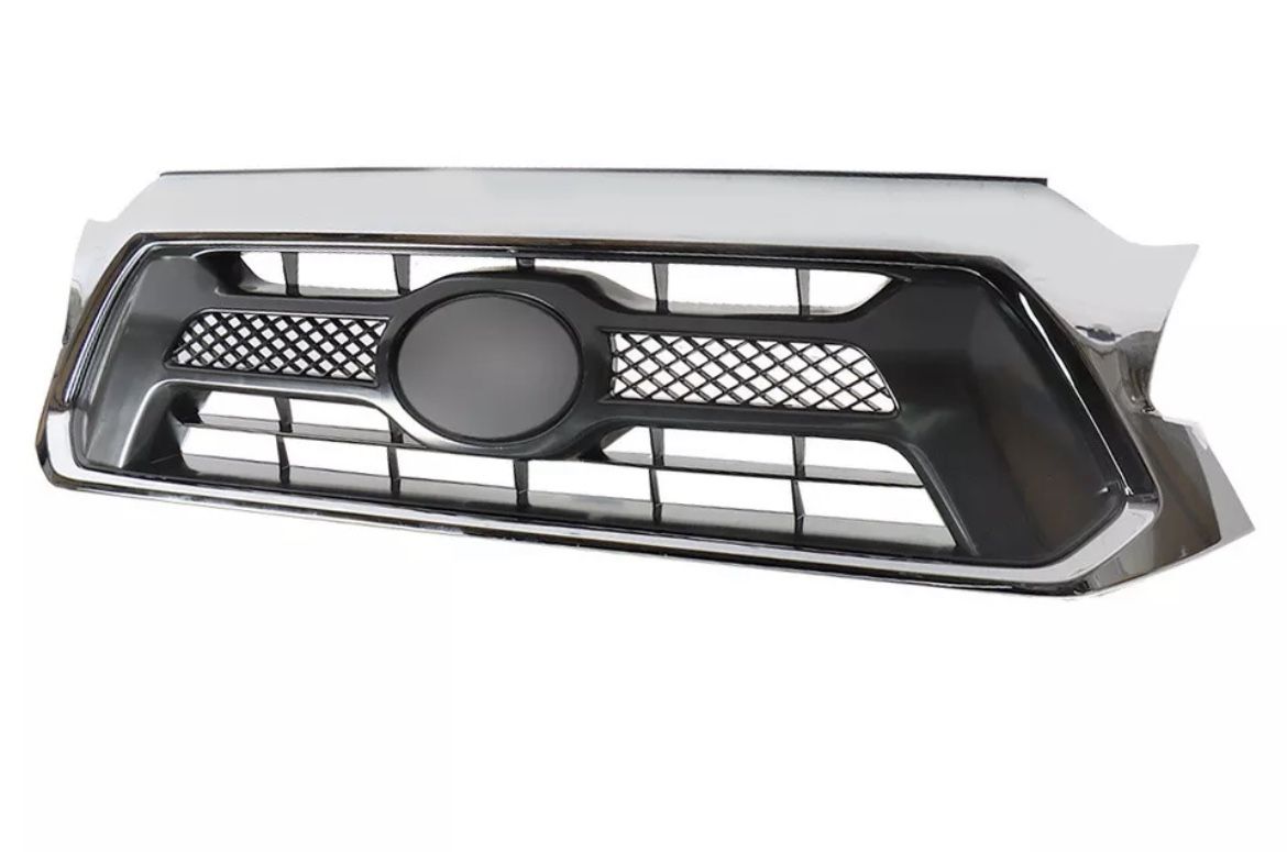 Front Bumper Upper Grille Black W/ Chrome For 2012-2015 Toyota Tacoma Mesh Grille