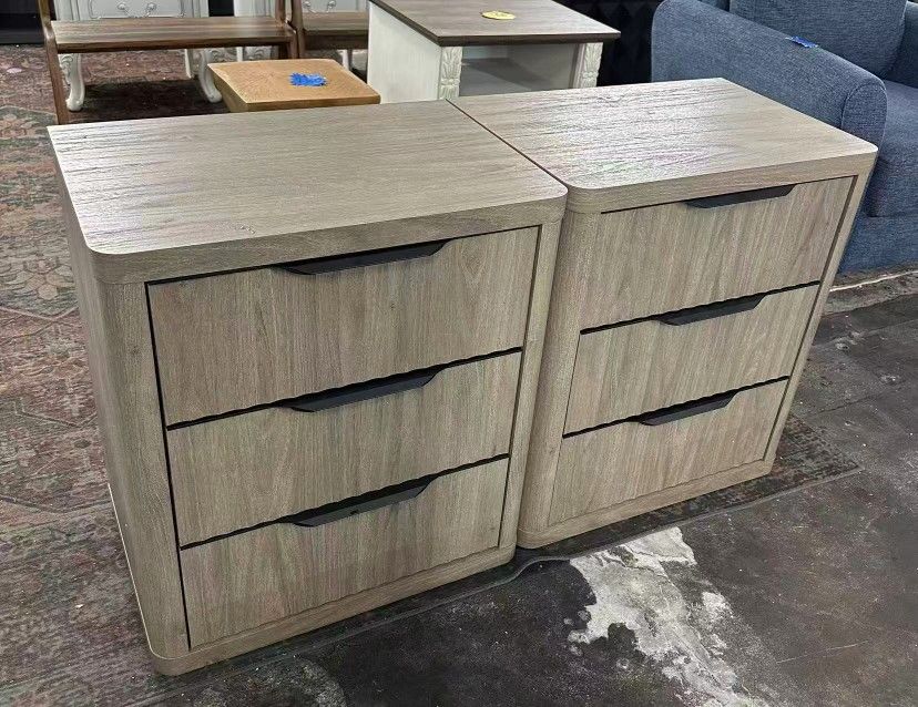 New assembled Night Stand Set of 2 Nightstands with 3 Drawers Storage Bedside Table Large Fluted Bed Side End Table Modern 25.6" Tall Wide Night Stand