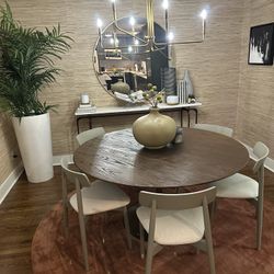 RH (Restoration Hardware) Oak 60” Dining Table (Brass base)