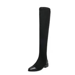 Genuine leather faux suede over the knee High shaft boots winter shoes combat boots