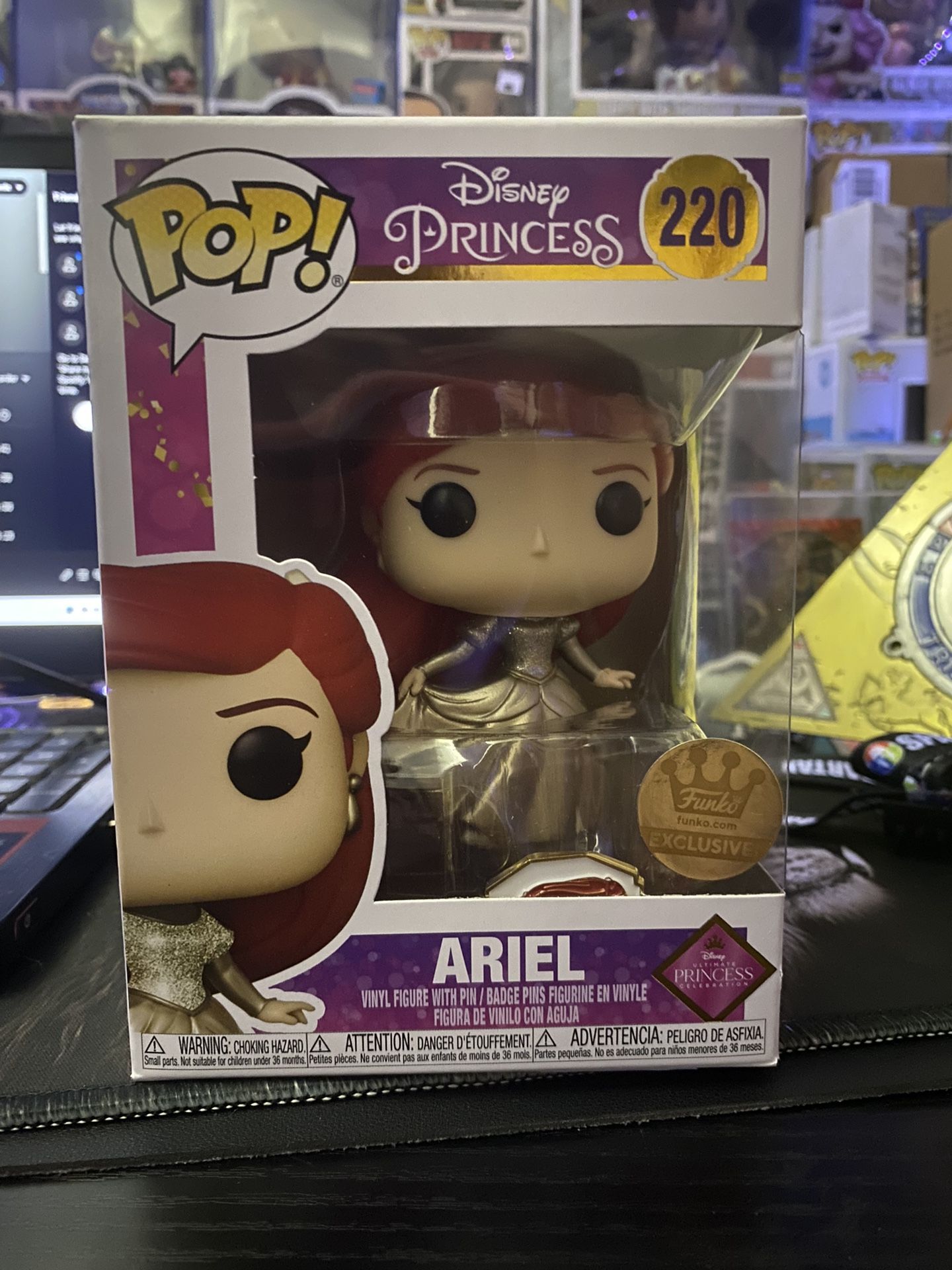 Disney Princess Ariel Funko Gold With Pin