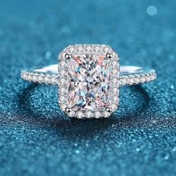 2CT Radiant Cut Moissanite Engagement Ring  Colorless VVS1 ring size 5.2, size 5.5, size 6 or 7