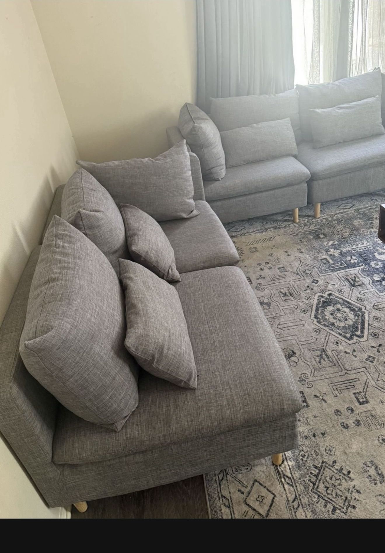 4 Pieces Grey Modular Sectional Sofa.