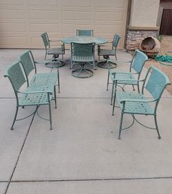 8 Piece Patio Set Aluminum Chairs Table Bench