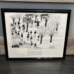 Vintage Framed Sketch By Karl Cline BATTLE OF THE HARNEY’S POINT JULY 23 1839 