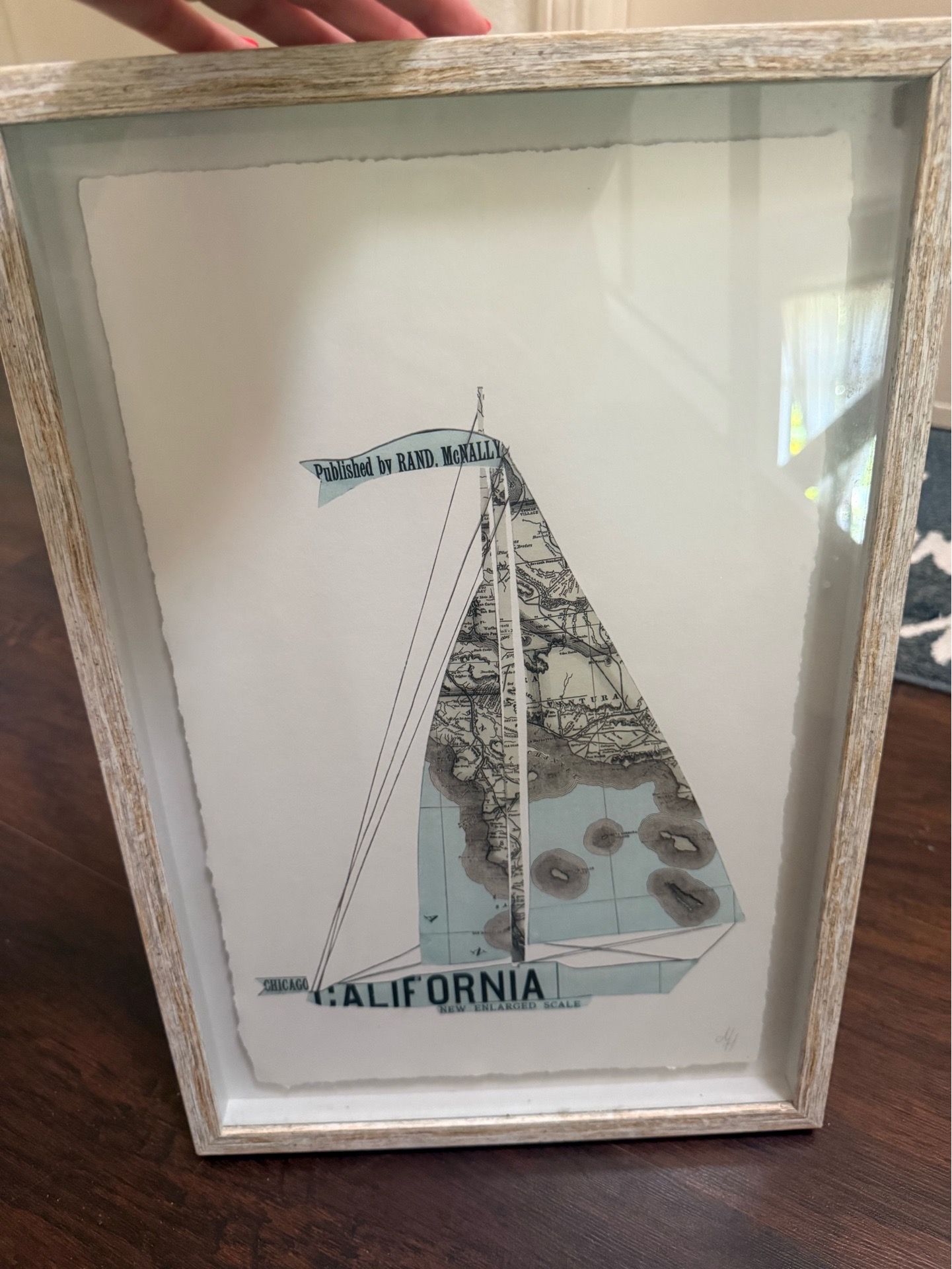 Rand McNally Sailboat Map Wall Art Picture in Frame