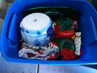 Large Tote Full Miscellaneous Christmas Items 