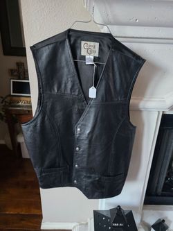 Cripple Creek Black Leather Vest 2XL
