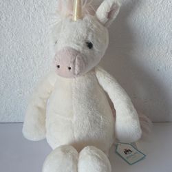 Jellycat BAS3UC ORIGINAL BASHFUL UNICORN  NWT Soft Stuffed Animal Plush 13"