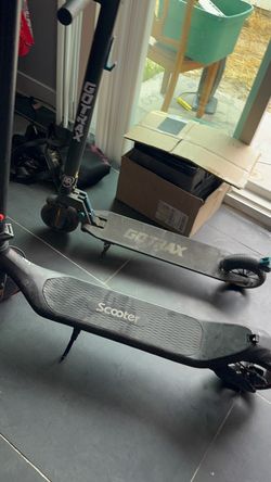 2 e scooters no charger both turn on one has a flat tire