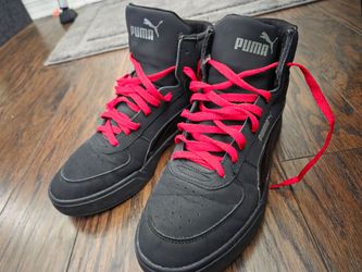 Puma High-Top Sneakers Black with Red Laces