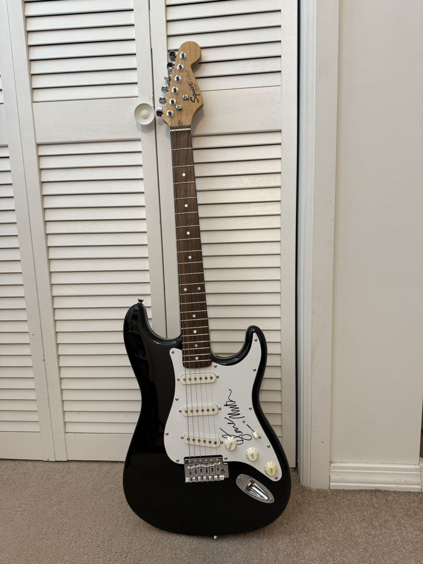 New Fender Squire Strat Guitar Signed By Steve Miller