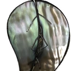 Vintage 925 Silver with Abalone Inlay Leaf Brooch