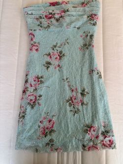 Strapless Floral Mini Dress with Sequins