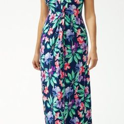 NWT $175 Tommy Bahama Maxi Orchid V Neck Sleevless Dress Villa Ibisco XL Resort