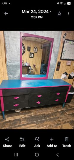 Custom painted dresser with mirror