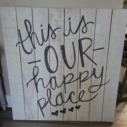 This Is Our Happy Place White Wood Sign