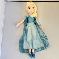 Disney Store Frozen Elsa Plush Doll 19” Stuffed Toy Arendelle Ice Queen
