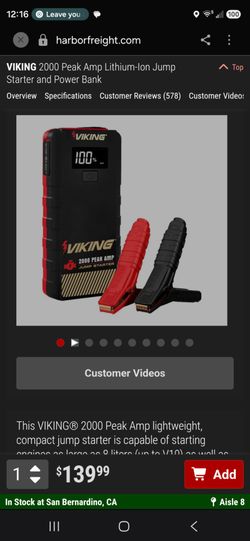 VIKING 2000 peak amp Lithium Ion Jump starter and power bank
